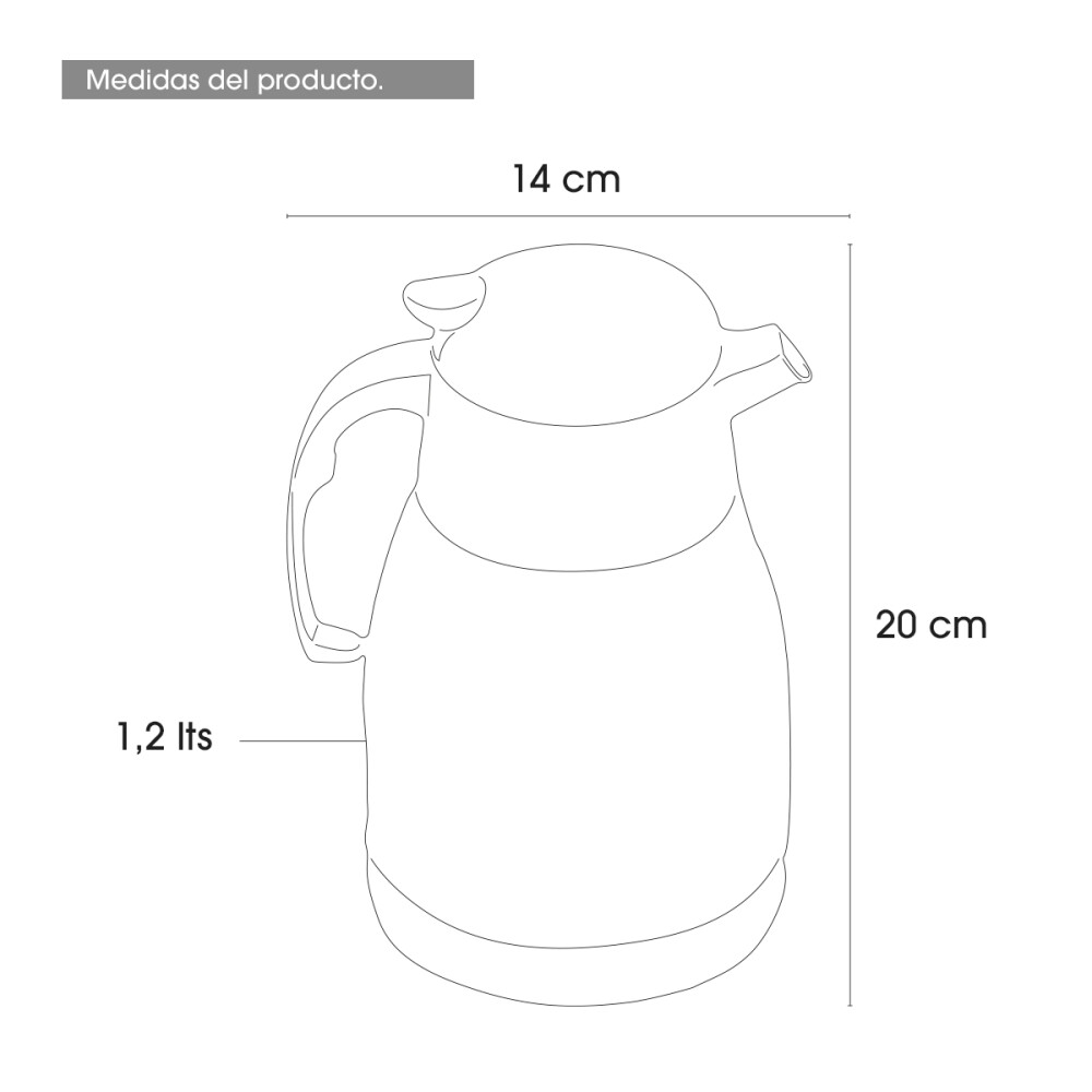 Jarra Térmica Acero Inoxidable 1,2 Litro Café Mate Te Acero