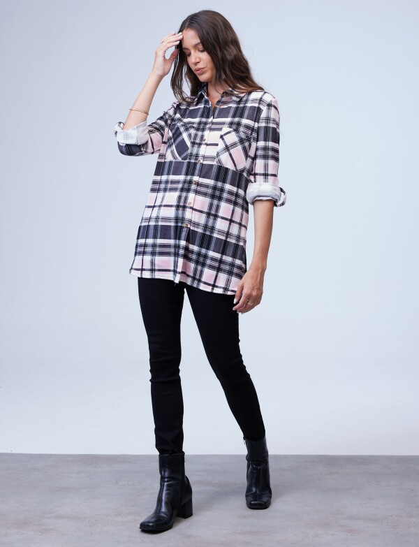 Camisa Soft Cuadros NEGRO/ROSA