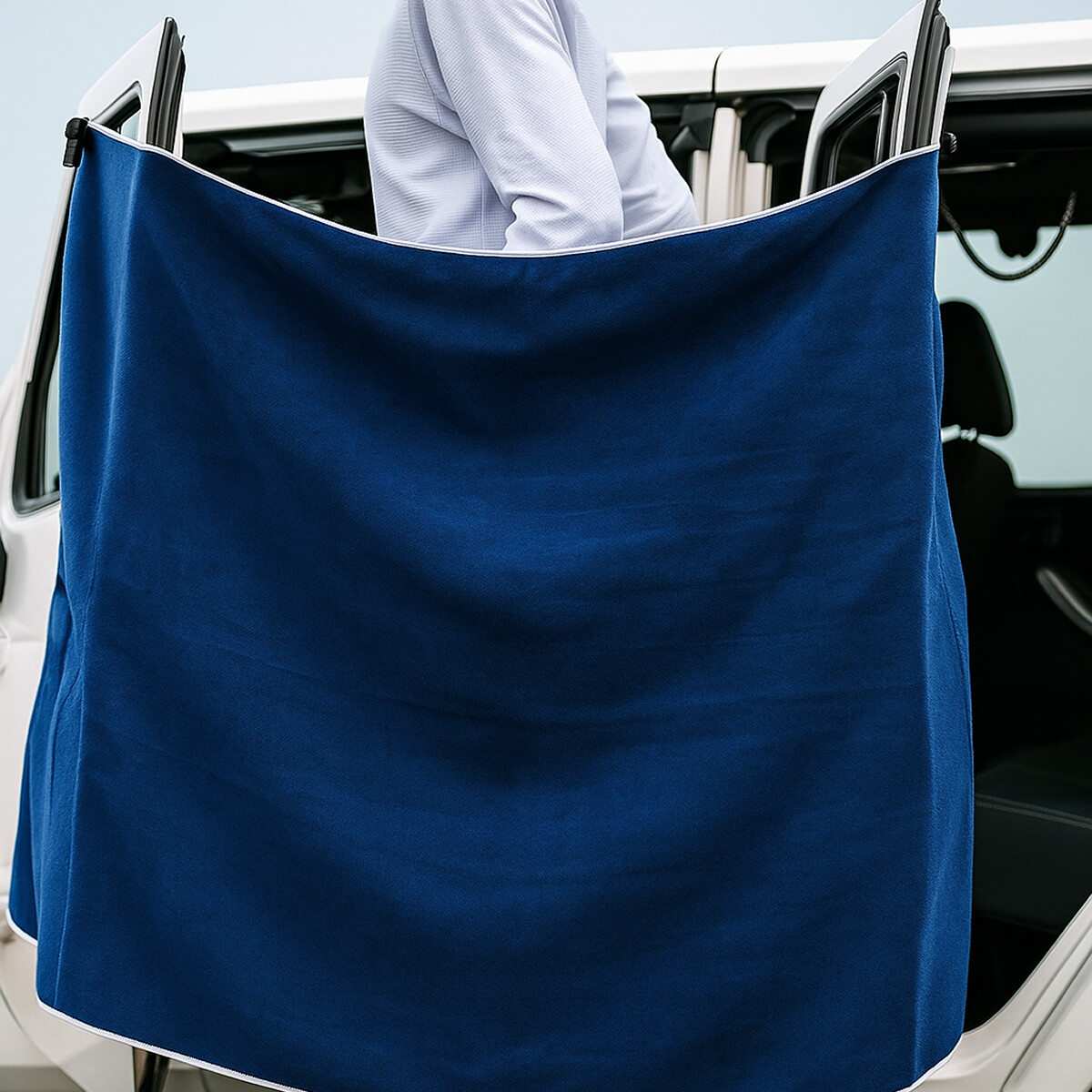 Toalla de microfibra imantada para playa o picnic - Azul 