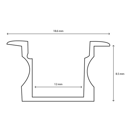 Perfil Aluminio para Cinta LED 12V de Empotrar Perfil de Aluminio para Cinta LED 12V de Empotrar 1 Metro