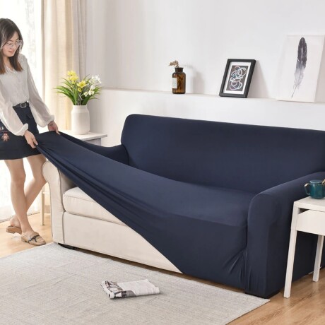 Funda Para Sofá 2 Cuerpos Cubre Sillón Lavable Azul Oscuro