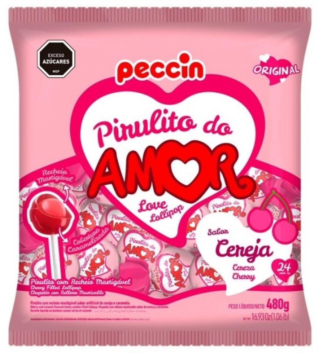 CHUPETIN AMOR RELL 480G/24U CEREZA 