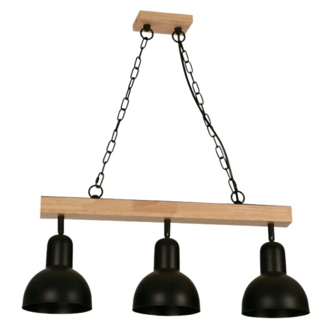 COLGANTE 3L E27 CHAPA NEGRO Y MADERA COLGANTE 3L E27 CHAPA NEGRO Y MADERA