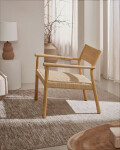 Butaca Yalia de madera maciza roble FSC 100% acabado natural y asiento de cuerda de papel