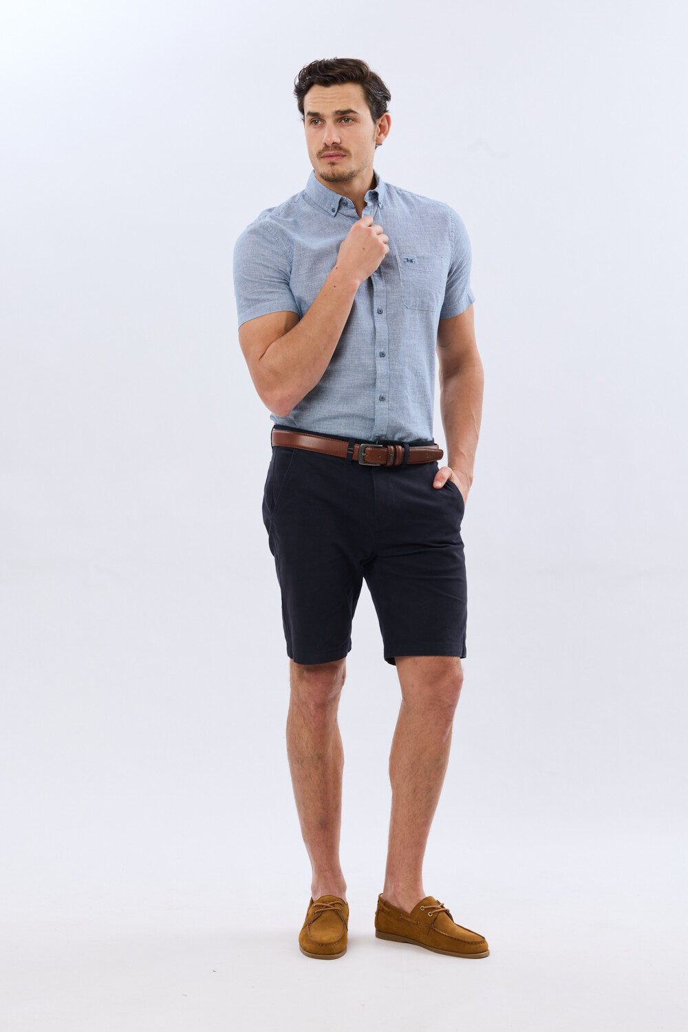 BERMUDA CLASICA CON ELASTANO Azul