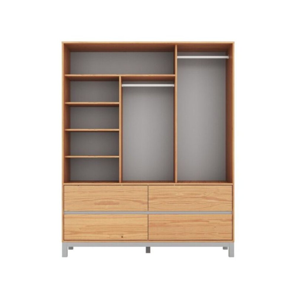 Ropero 3 Puertas - Madera Maciza Pino/Gris - Square Ropero 3 Puertas - Madera Maciza Pino/Gris - Square