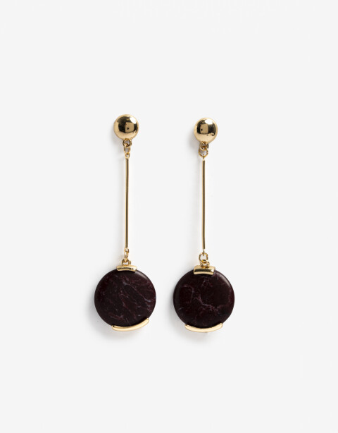 Aros Colgantes Largos Piedra Aros Colgantes Dije Piedra - Dorado