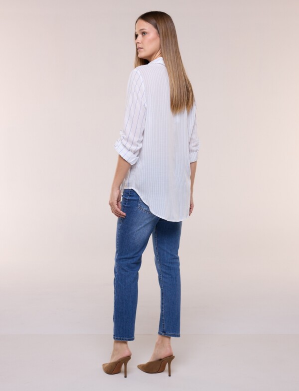 Camisa Lineas BLANCO/AZUL