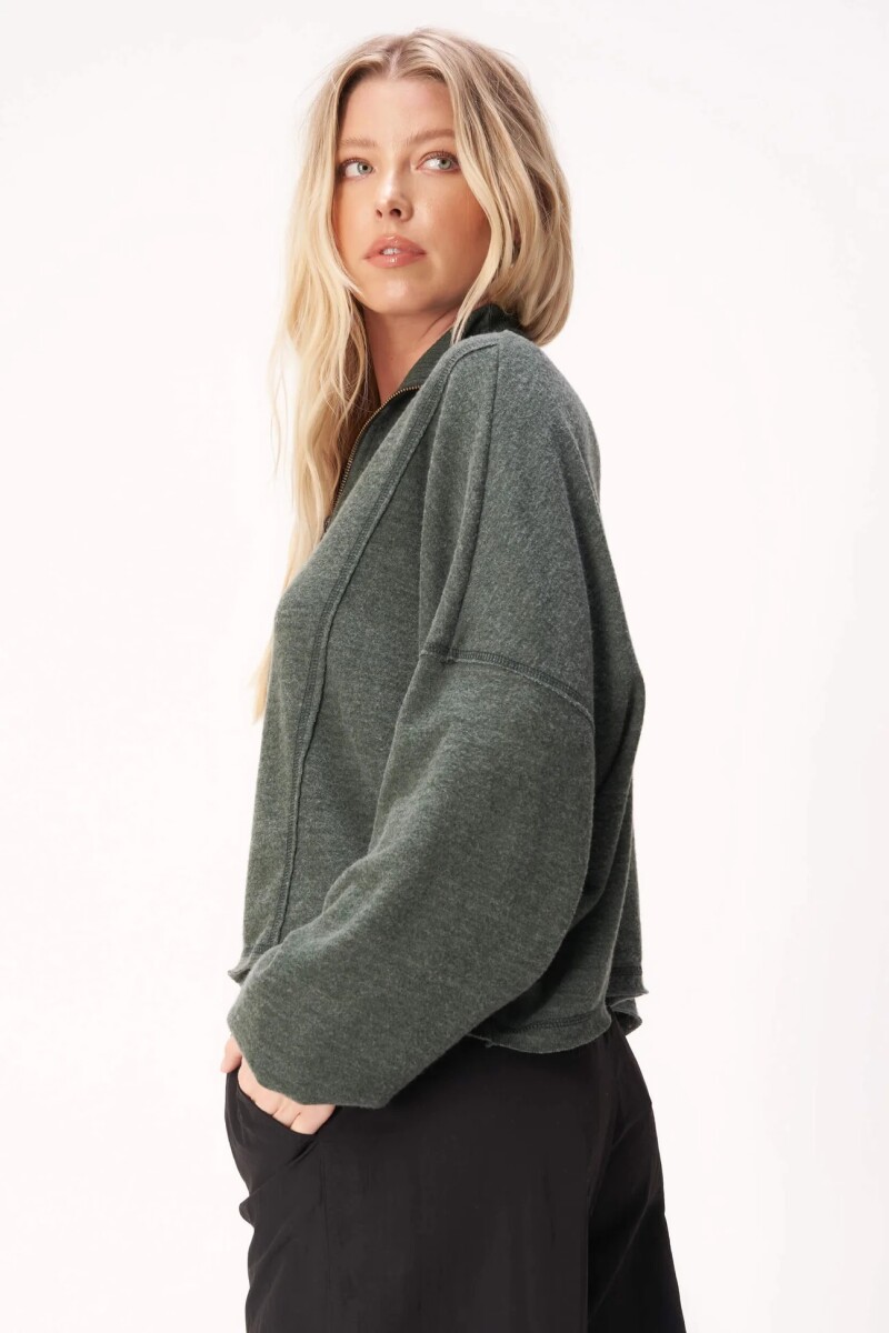 ADA COZY HEATHERED HALF ZIP LO Verde