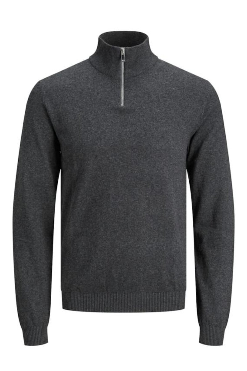 Sweater Wo Cuello Alto Con Cremallera - Dark Grey Melange 