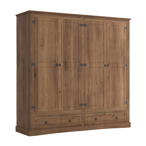 Ropero 4 puertas - Madera maciza - Linea mexicana Oscuro