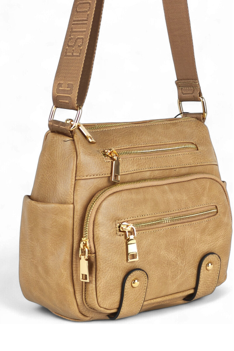 Bandolera varios cierres Beige