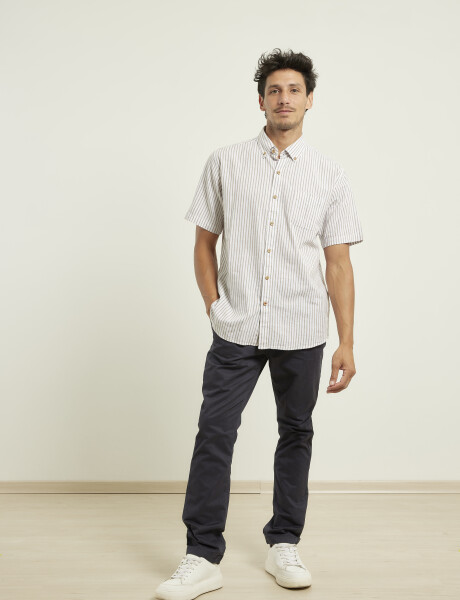012507 CAMISA HARRINGTON LABEL Kaki / Blanco