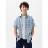 SS LINEN BLUE GREEN PLAID
