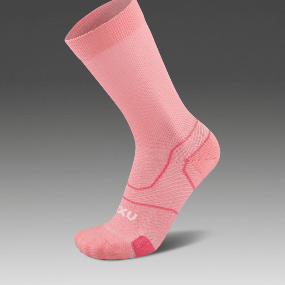 Vectr Cushion Crew Socks - Hombre Pink <br /> Glow/white