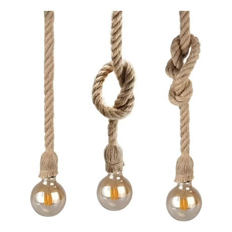 Lampara Colgante De Techo Cuerda Rustica Industrial Beige