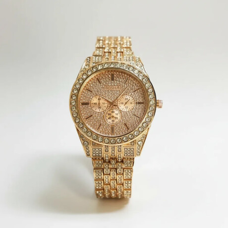 Reloj Pulsera Mujer Diseño Elegante Malla Esfera con Brillos Dorado