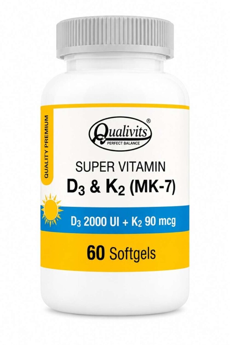 Super Vitamina D3 + K2 MK-7 Qualivits - 60 Cápsulas 