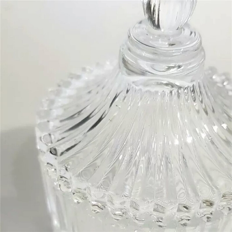 Votivo vidrio labrado con tapa 6,5x9cm TRANSPARENTE