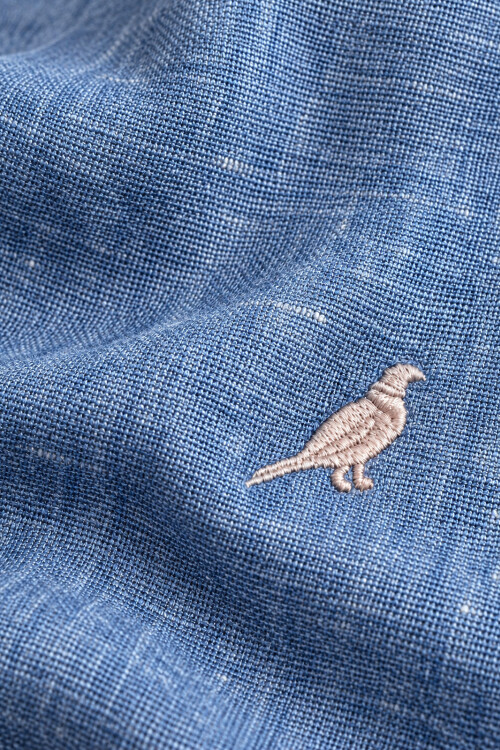 Camisa lino Short Collar Washed Sky