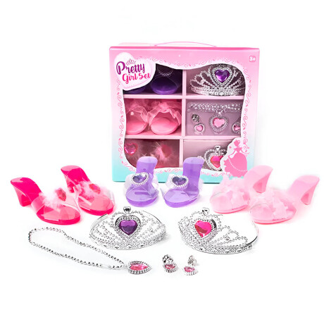 Set Zapatos Princesas 3pares+ Coronas+ Juego Joyas Jug027017