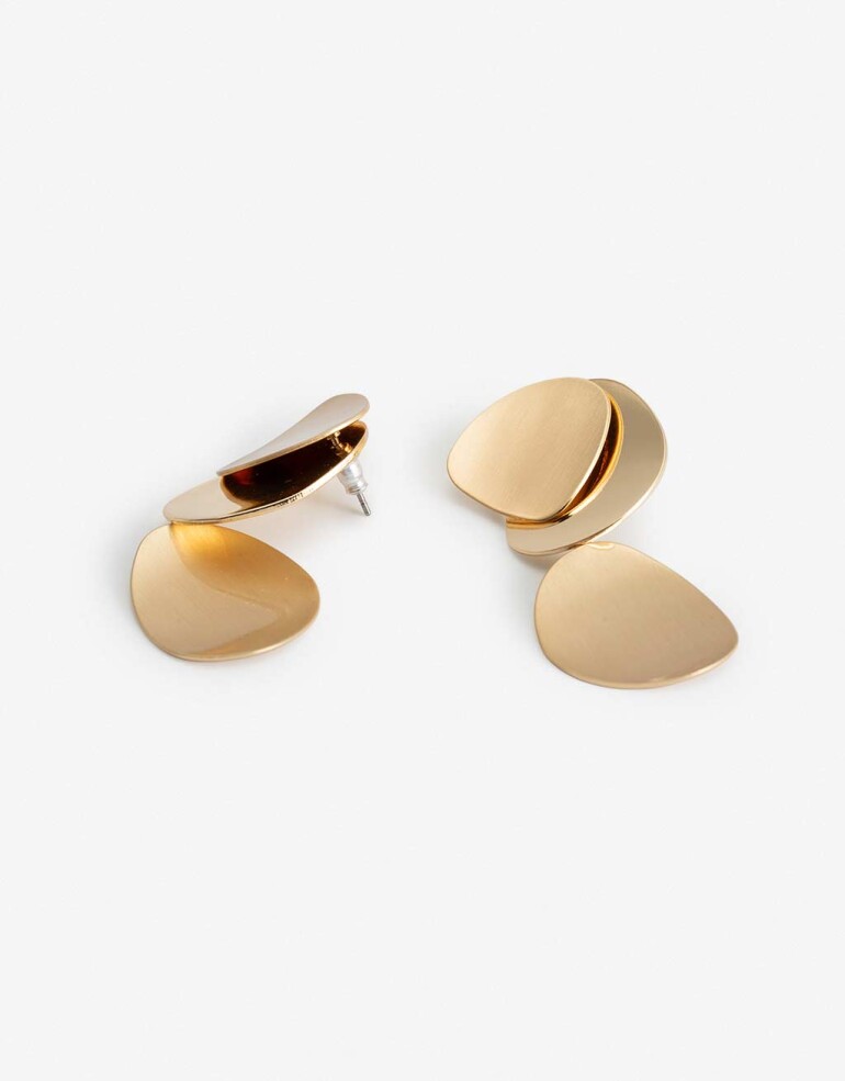 Aros Colgantes Cortos Metal Aros Cortos Chapón Metal - Dorado