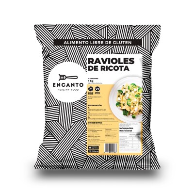 Ravioles de ricotta s/gluten 1kg Encanto Ravioles Ricota Encanto 1kg