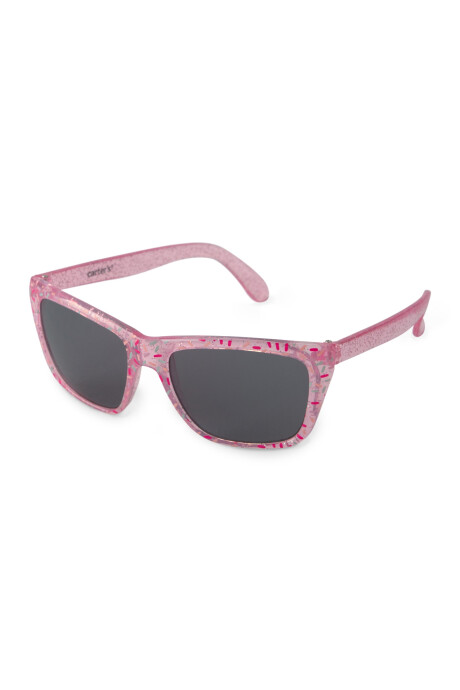 Lentes de sol, protección 100% UVA-UVB, rosados con brillo. Talle 4/7 Sin color