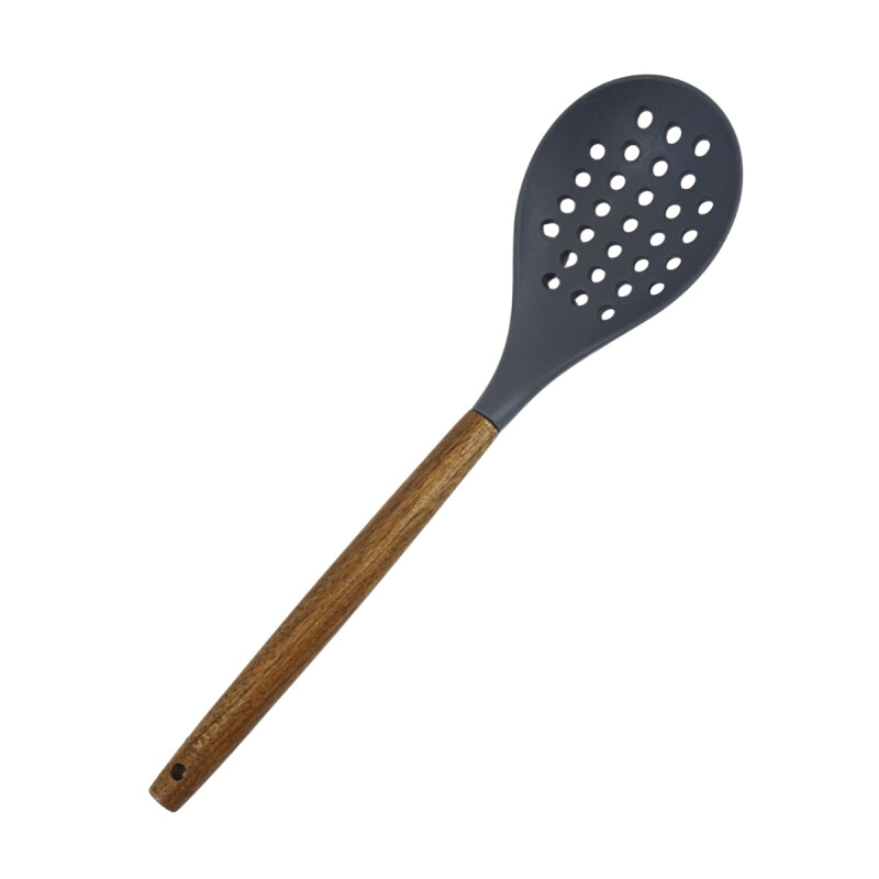 Espumadera Silicona 31cm mango Acacia GRIS