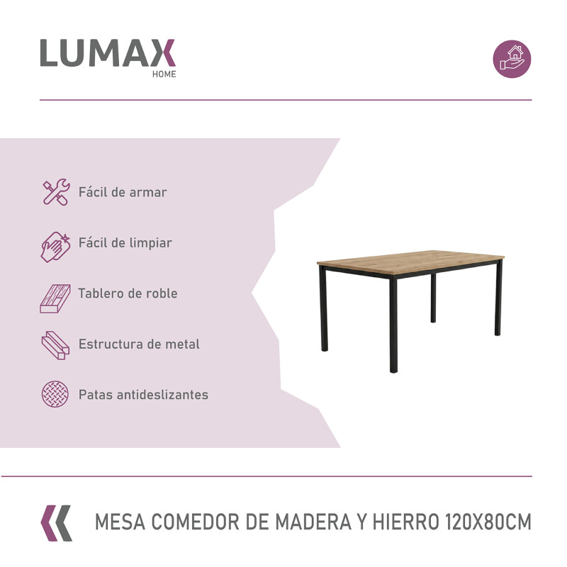 Mesa de comedor madera y hierro 120x80 Mesa de comedor madera y hierro 120x80