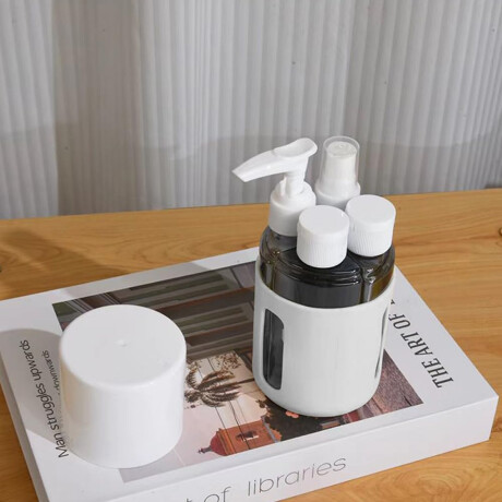 Set de 4 frasquitos con estuche rígido para viaje Blanco