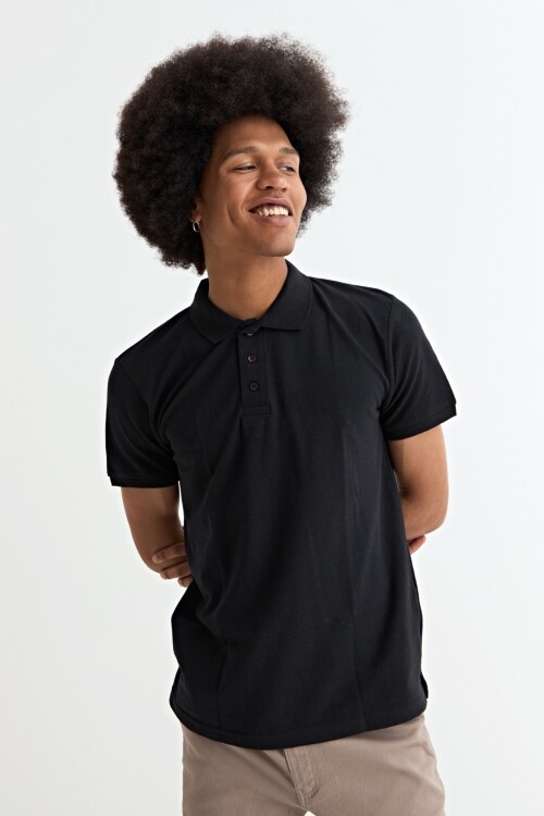 Remera polo manga corta NEGRO
