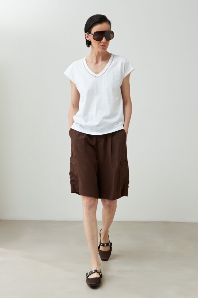 Remera con detalle trenza blanco