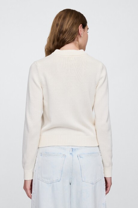 Buzo Algodòn Cuello Alto Mujer Ivory Frost