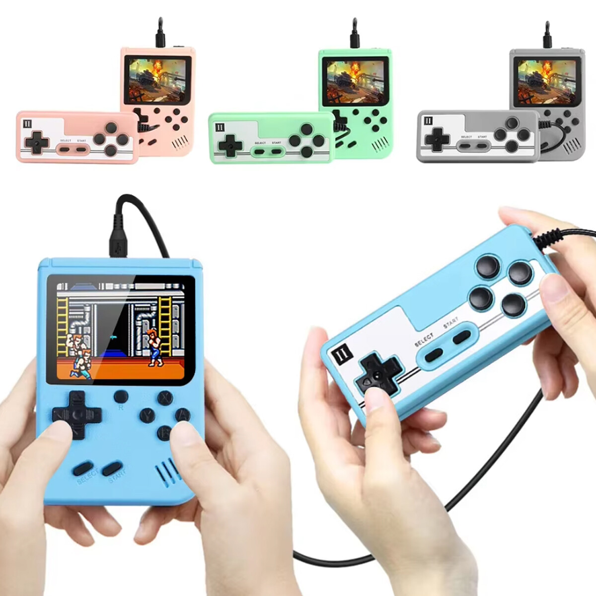 Mini Consola Portatil Para Niños Con 500 Juegos - Azul 