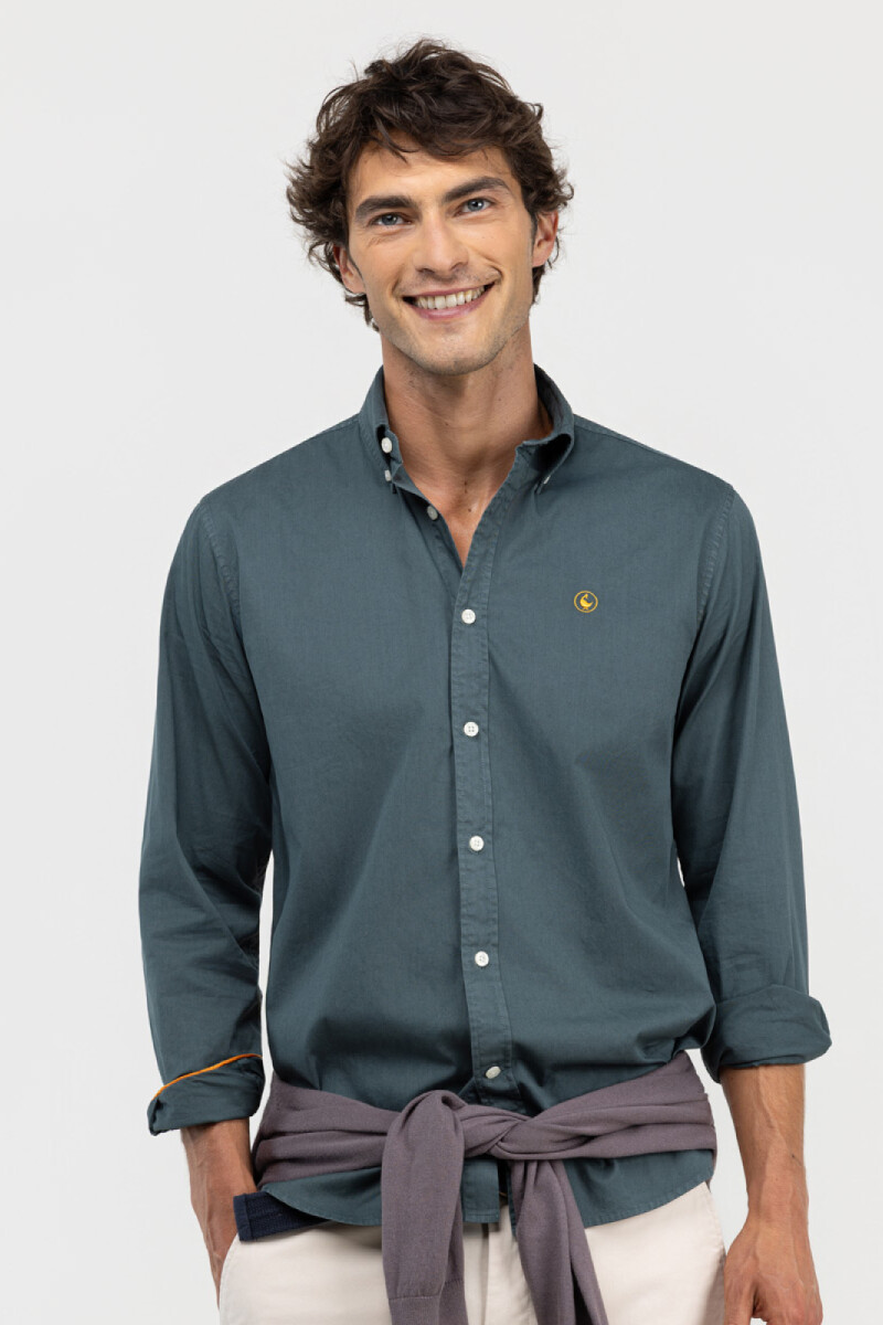 Camisa Garment Dyed El Ganso Verde Oscuro