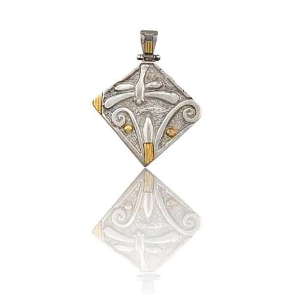 Dije Colgante Libélula-Plata 925 y Oro-Sin Piedra-CP5093 sinpiedra