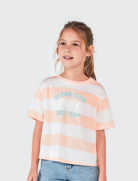 BLUSA INFANTIL A RAYAS CON ESTAMPA NARANJA