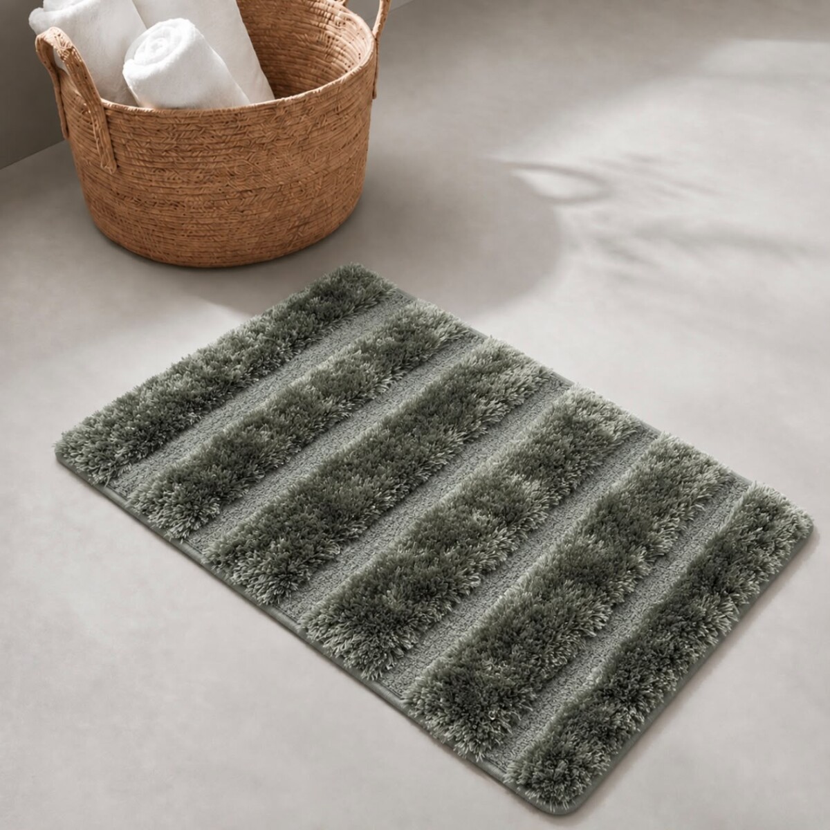 Alfombra de Baño de Pelo Largo con Rayas en Relieve 40x60cm 