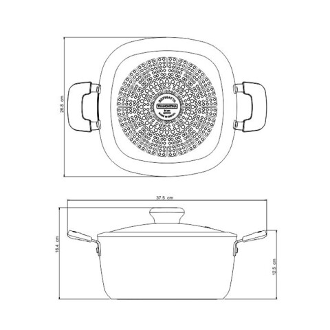 Cacerola dos asas 26 cm. con tapa "REFINATTA" -TRAMONTINA TR6123