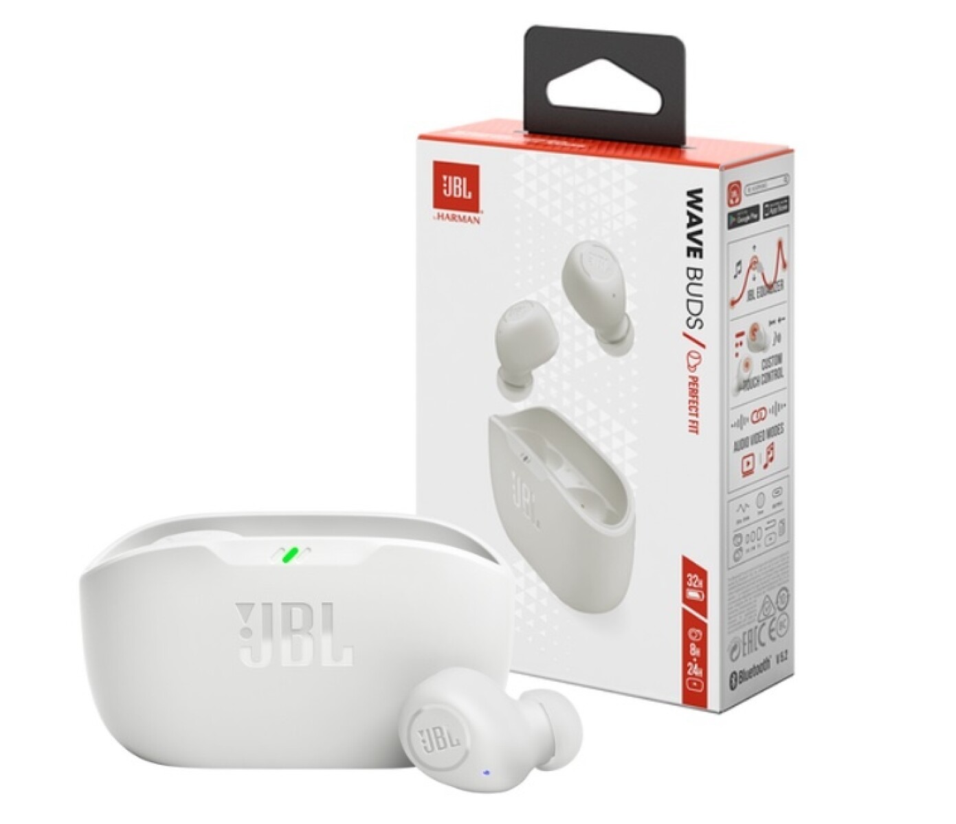 Auricular Jbl Wave Buds 2 Blanco Bluetooth 