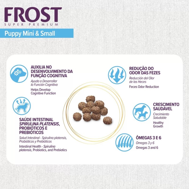 FROST PERROS CACHORROS RAZAS PEQUEÑAS 10.1 KG + PLATO + PALA + JUGUETE DE REGALO