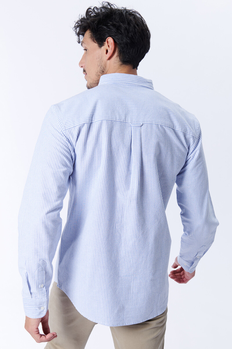 Camisa manga larga oxford Rayas celeste y blanco