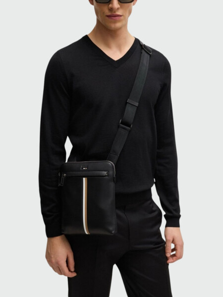 HUGO BOSS Bolsa Tipo Sobre de Cuero Sintético con Raya de Firma 0