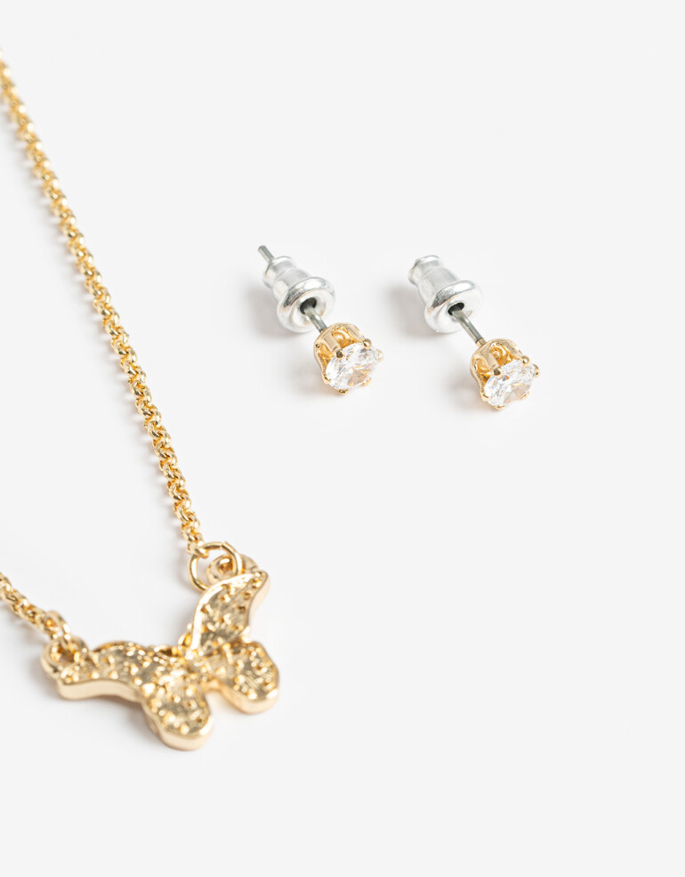 Bijouterie Set Navidad Set De Cadena Y Aros - Dorado