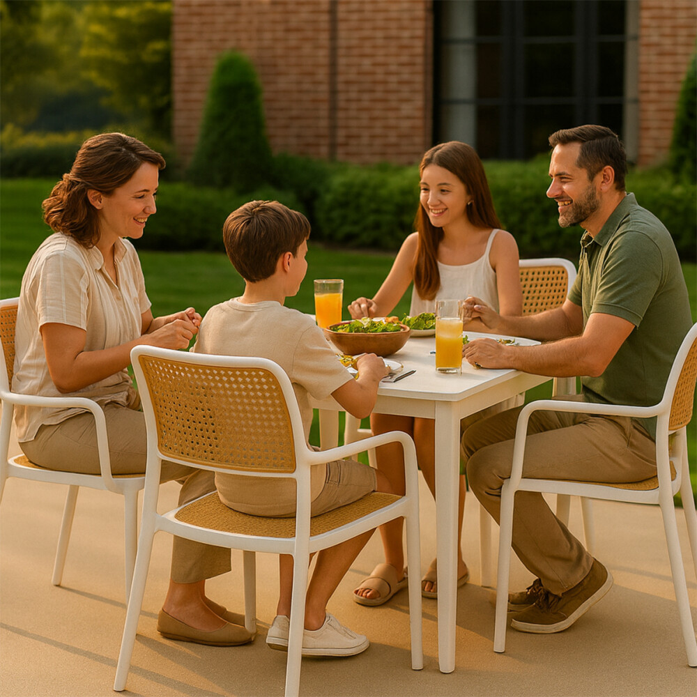 Silla de exterior con posabrazos Frank Blanco