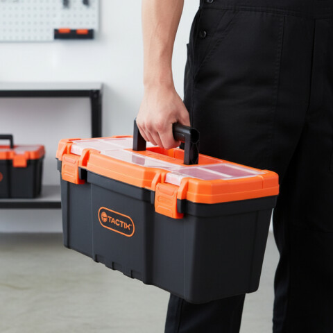 Caja herramientas 22" tapa transpar. broche plast. TT0218