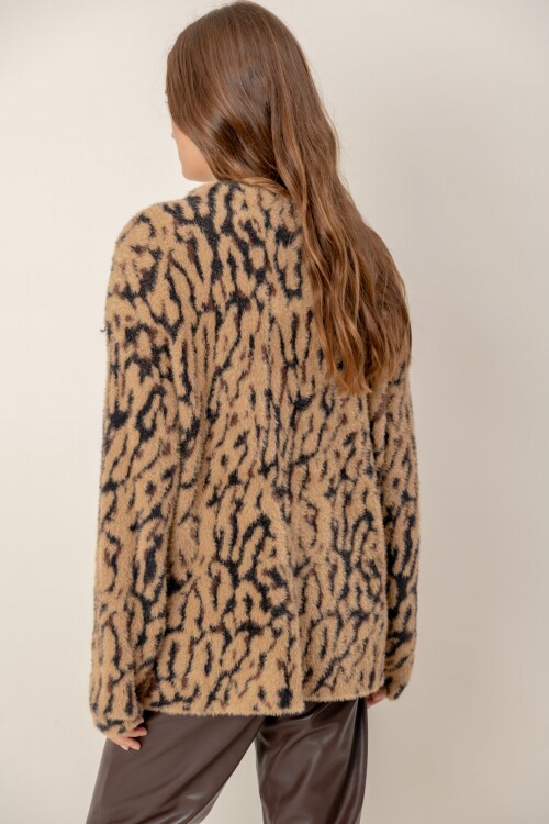 Cárdigan Animal Print Beige