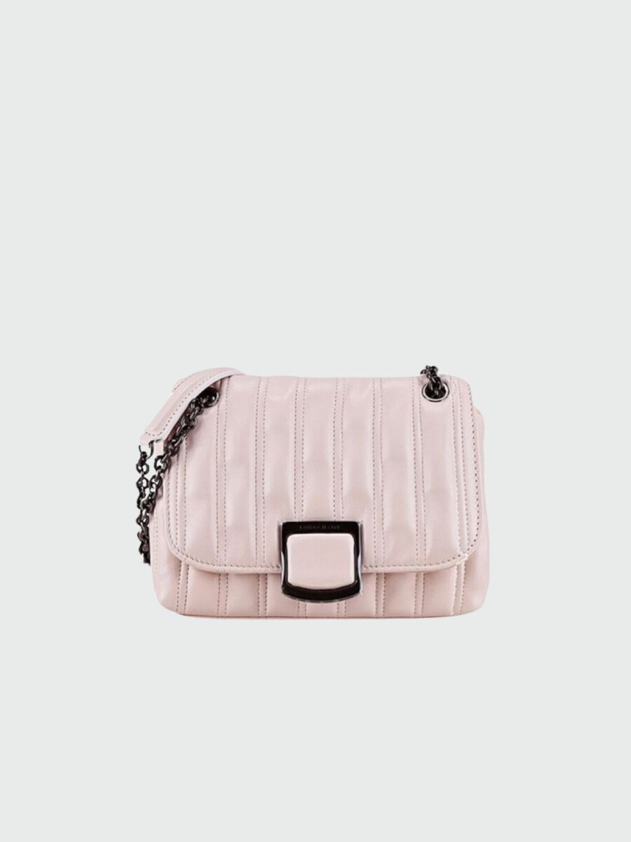 Longchamp -Cartera de cuero con solapa, Brioche - Rosado 
