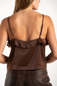 Musculosa Volado Saten Chocolate